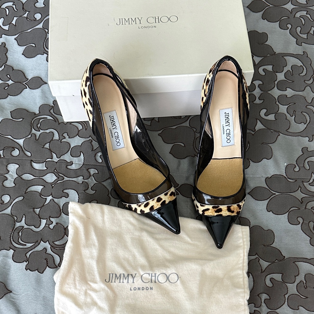 Jimmy Choo Black And Leopard Print Heels